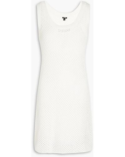 Monrow Open-knit Cotton And Modal-blend Mini Dress - White