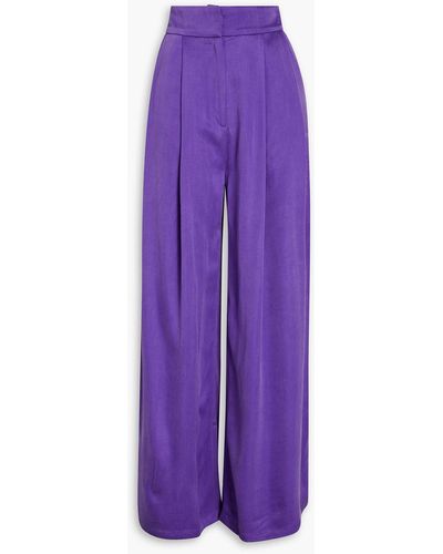 MYKKE HOFMANN Satin-twill Wide-leg Trousers - Purple