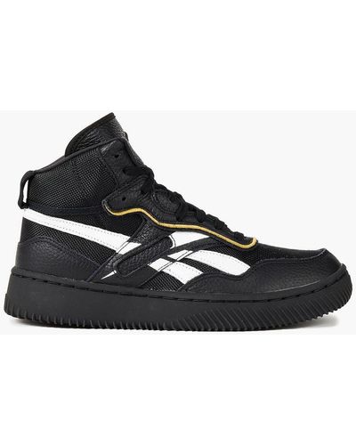 Reebok X Victoria Beckham Dual Court Mid Ii Canvas And Pebbled-leather High-top Sneakers - Black
