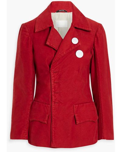 Maison Margiela Button-embellished Cotton Peplum Jacket - Red