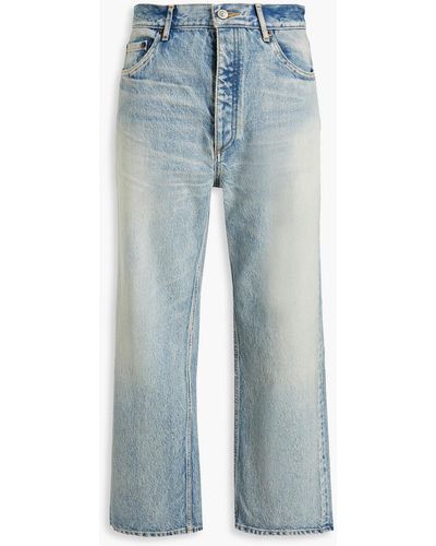 Balenciaga Faded High-rise Wide-leg Jeans - Blue