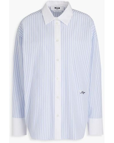 MSGM Embroidered Striped Cotton-poplin Shirt - White