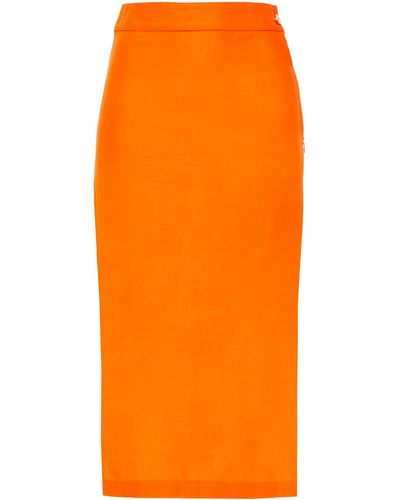 Simon Miller Cotton And Linen-blend Midi Skirt - Orange