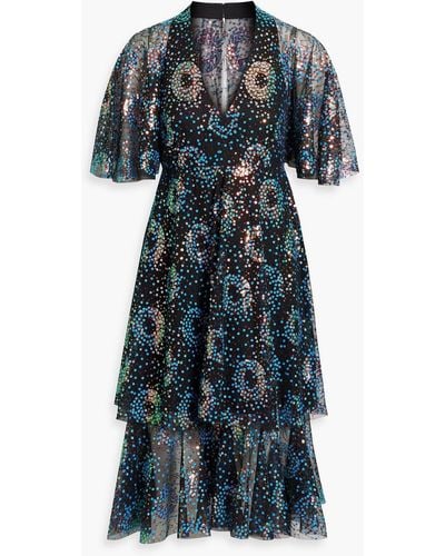 Anna Sui Gestuftes kleid aus tüll mit pailletten - Schwarz