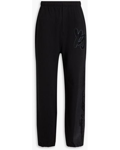 Y-3 Printed French Cotton-terry Joggers - Black