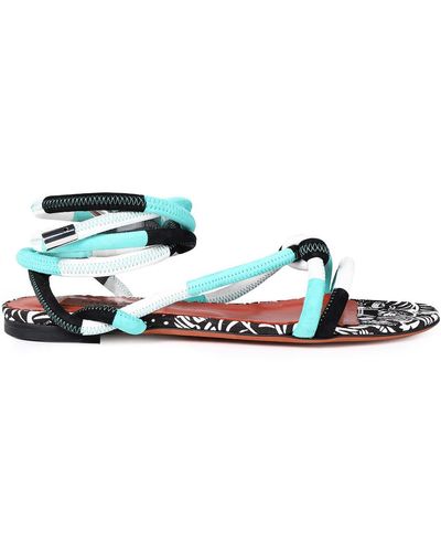 Missoni Lace-up Color-block Suede Sandals - Blue