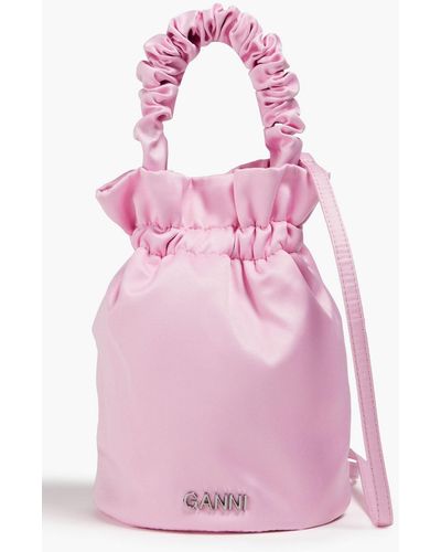 Ganni Satin Bucket Bag - Pink