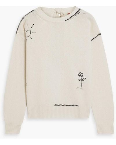 Marni Open-back Embellished Cashmere Sweater - Natural