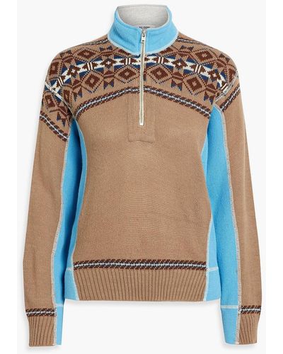 RE/DONE 80s Fair Isle Knitted Half-zip Sweater - Blue