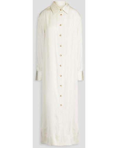 Loulou Studio Ara Satin Midi Shirt Dress - White