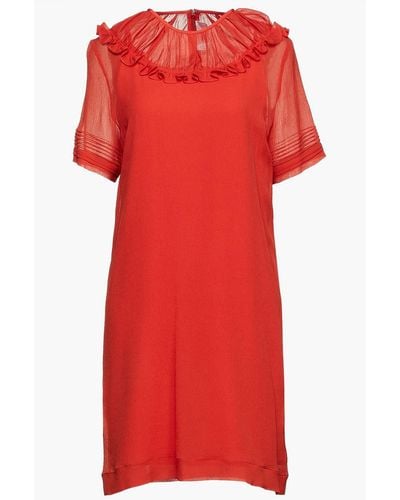 Victoria Beckham Ruffle-trimmed Crepon Dress - Red