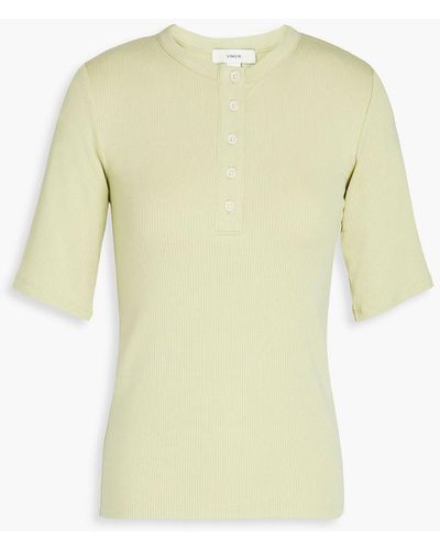Vince Ribbed Stretch-modal T-shirt - Yellow