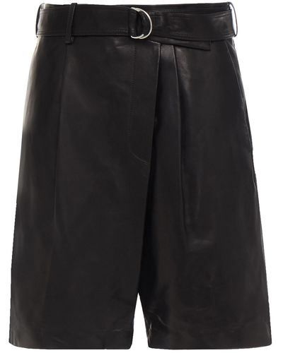 Helmut Lang Belted Leather Shorts - Black