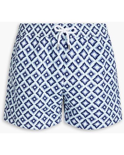 Frescobol Carioca Printed Shell Short-length Swim Shorts - Blue