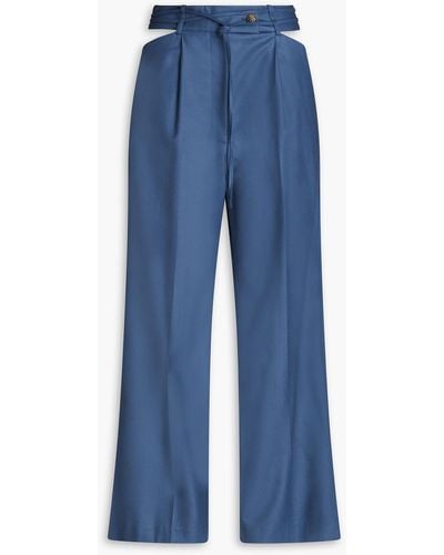 Loulou Studio Joli Cutout Wool-blend Twill Wide-leg Trousers - Blue