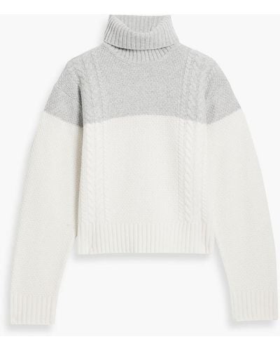 ATM Two-tone Cable-knit Wool Turtleneck Jumper - White