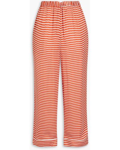 American Vintage Cropped Striped Satin-twill Wide-leg Pants - Orange