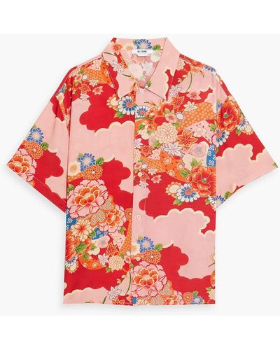 RE/DONE Aloha Floral-print Satin-crepe Shirt - Red