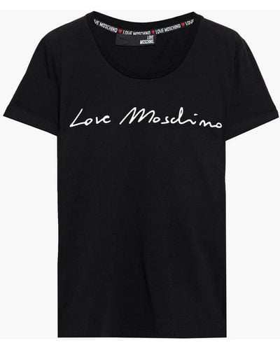 Love Moschino Printed Stretch-cotton Jersey T-shirt - Black