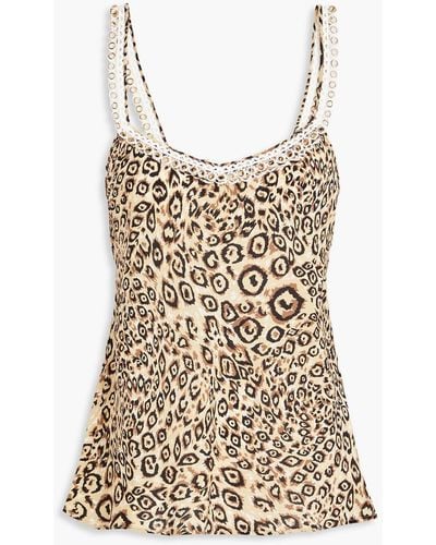 Hayley Menzies Ring-embellished Printed Silk Crepe De Chine Camisole - Natural