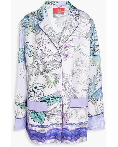 F.R.S For Restless Sleepers Asia Printed Silk-twill Shirt - Blue