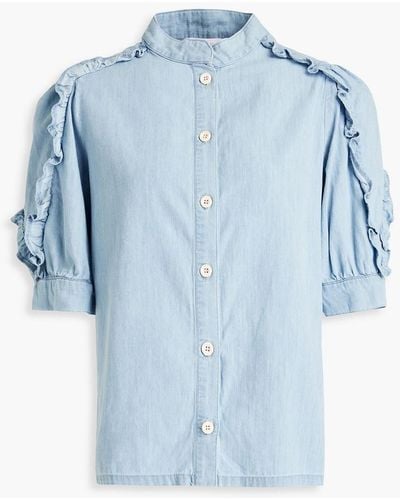 See By Chloé Ruffled Cotton-chambray Shirt - Blue