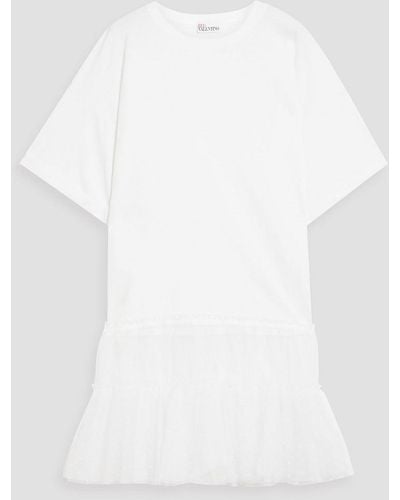 RED Valentino Point D'espirit-paneled Cotton-jersey T-shirt - White