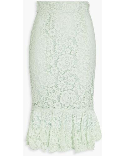Dolce & Gabbana Fluted Cotton-blend Corded Lace Midi Skirt - Green