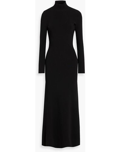 Victoria Beckham Cutout Stretch-knit Turtleneck Maxi Dress - Black