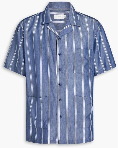 Onia Striped Tm, Cotton And Linen-blend Chambray Shirt - Blue