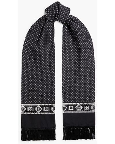 Dolce & Gabbana Fringed Printed Silk-twill Scarf - Black