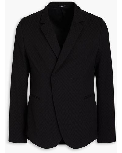 Emporio Armani Cotton-blend Jacquard Suit Jacket - Black