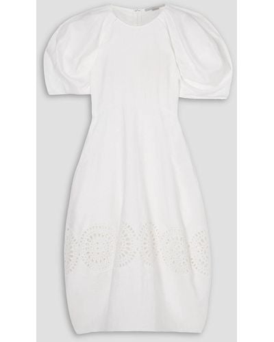 Stella McCartney Broderie Anglaise Poplin Midi Dress - White