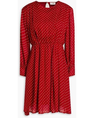 American Vintage Polka-dot Georgette Mini Dress - Red