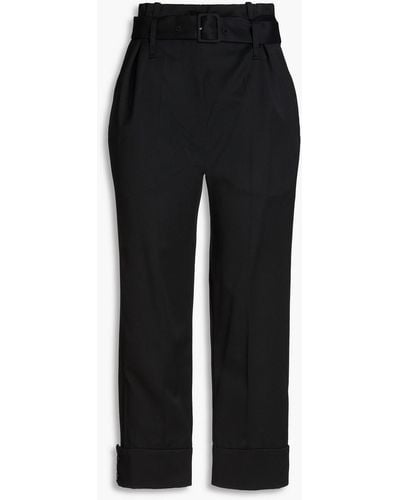 Simone Rocha Paperbag Cropped Twill Tapered Pants - Black