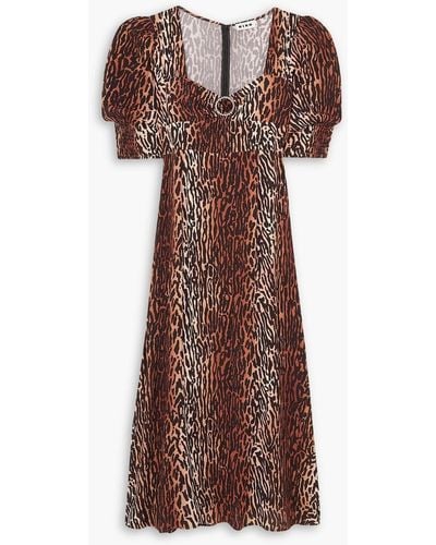 RIXO London Karen Crystal-embellished Leopard-print Crepe Midi Dress - Brown