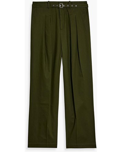 JW Anderson Wide-leg Pleated Cotton Pants - Green