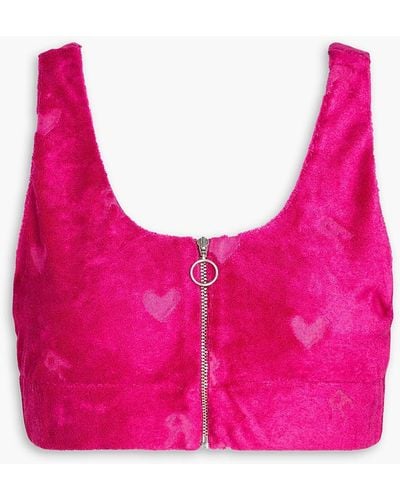 ROTATE BIRGER CHRISTENSEN Kelly Cropped Burnout Terry Top - Pink