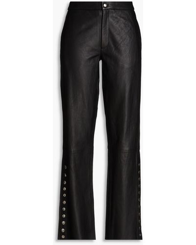 Envelope Leather Straight-leg Trousers - Black