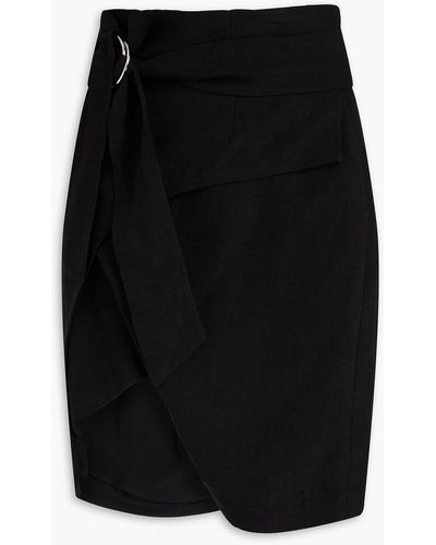 IRO Lodi Asymmetric Tm And Linen-blend Crepe Wrap Skirt - Black