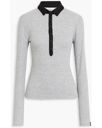 Rag & Bone Mélange Knitted Polo Sweater - White