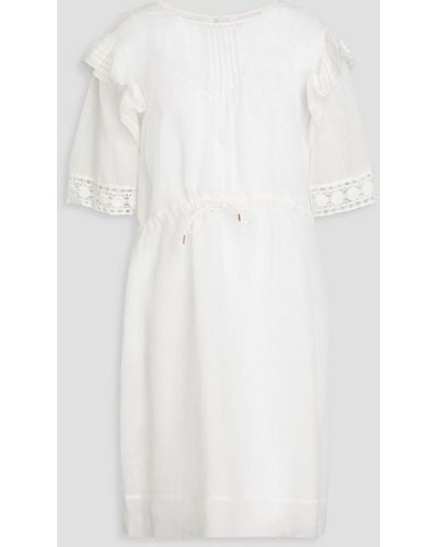 See By Chloé Ruffled Ramie Mini Dress - White