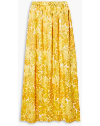 Faithfull The Brand Danita Floral-print Linen Maxi Skirt - Yellow