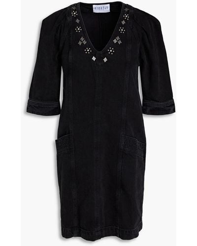 Claudie Pierlot Roma Studded Denim Mini Dress - Black