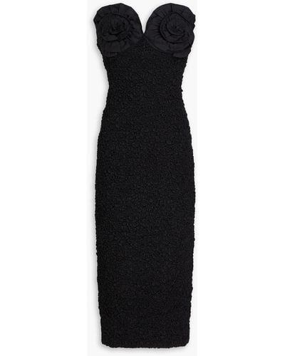 Mara Hoffman Mona Strapless Appliquéd Cotton-poplin Midi Dress - Black