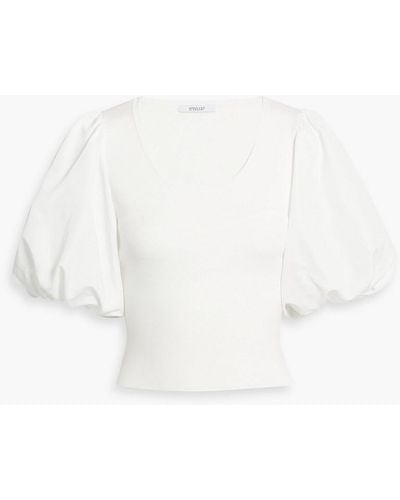 10 Crosby Derek Lam Mara Poplin-paneled Stretch-knit Top - White