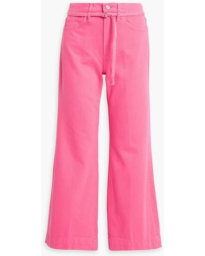 FRAME Belted High-rise Wide-leg Jeans - Pink