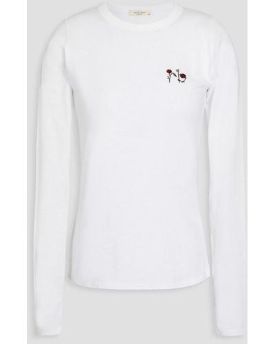 Rag & Bone Embroidered Slub Pima Cotton-jersey Top - White