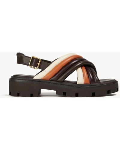 Tory Burch Quilted Leather Slingback Sandals - Brown