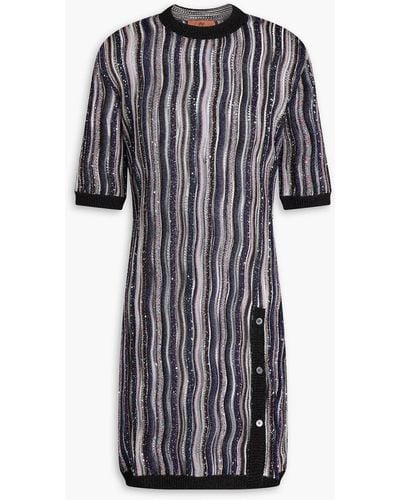 Missoni Sequin-embellished Striped Crochet-knit Mini Dress - Black